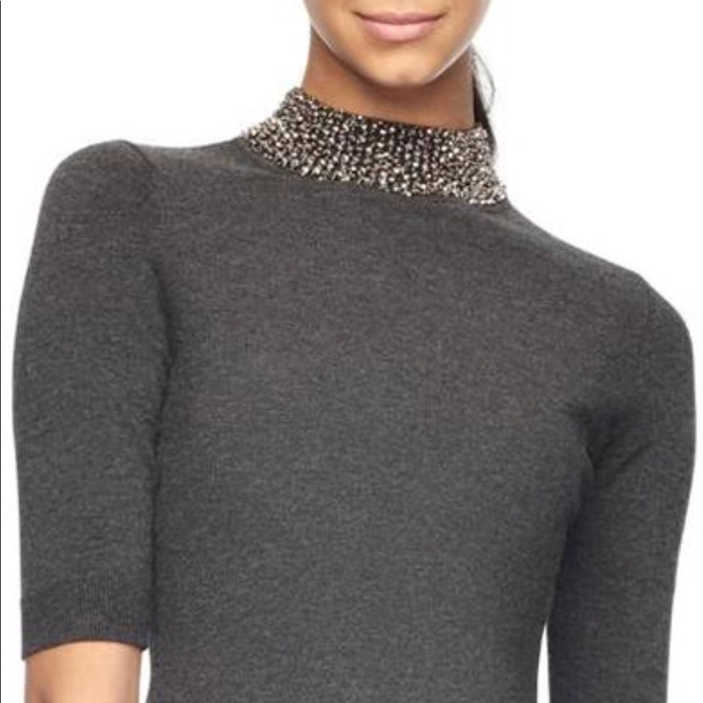 Milly Grey Gem Collar Pullover NWT